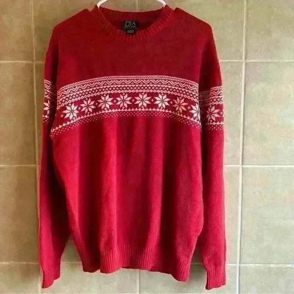 Jos. A. Bank Sweater Mens Fair Isle Snowflake Holiday Christmas Large Preppy - Picture 1 of 10